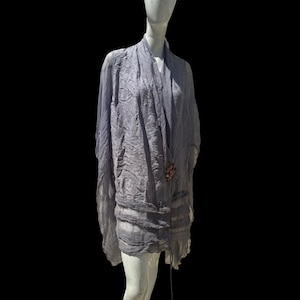 Antique victorian silk jacket diaphanous pleated ruffles sheer large Edwardian jacket sheer wing like sleeves AS IS condition