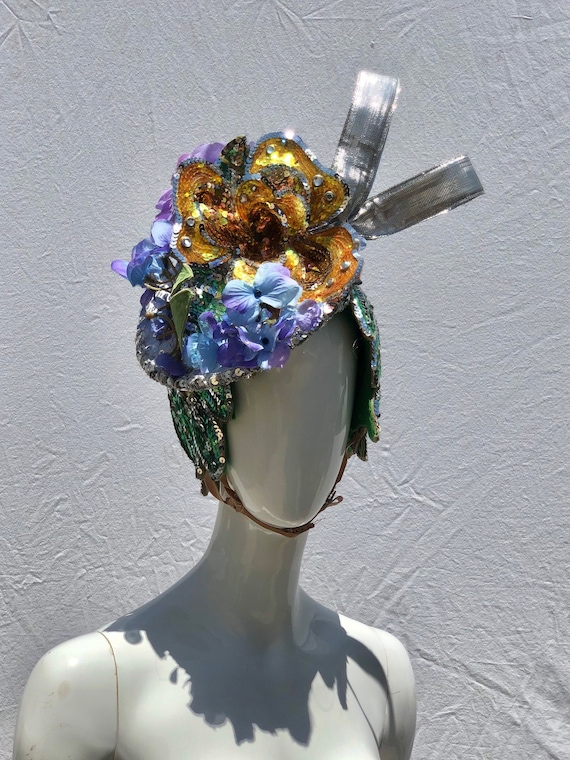 Vintage showgirl hat cap by Elizabeth Courtney HOL