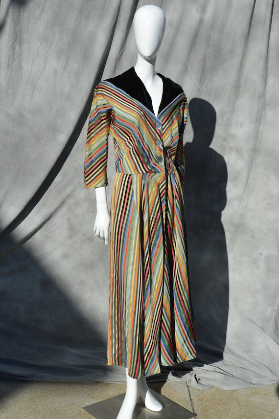 Vintage 40's classic MAXAN rainbow colors strippe… - image 1
