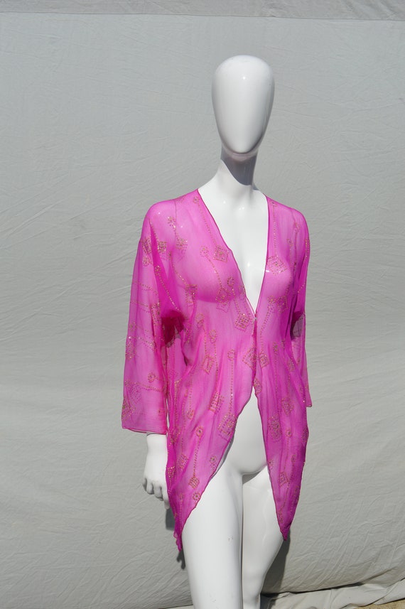 Vintage 70's HOLLY HARP lace label silk Assuit top