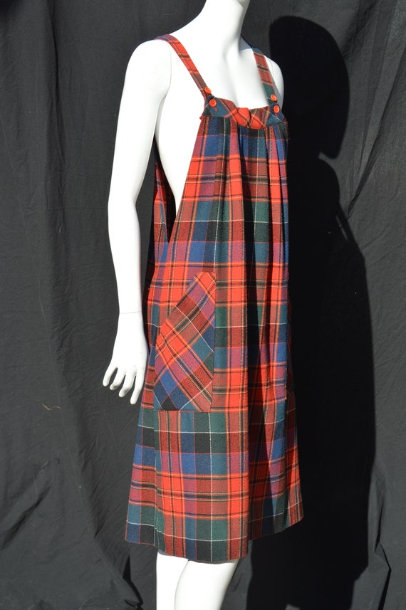 Vintage 70's Ms. CHAUS wool blend checkered APRON… - image 6