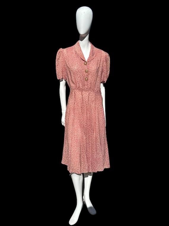 Vintage 30-40s swing rayon sweet heart day dress … - image 2