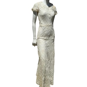 Vintage antique 20-30s sundress flapper sheer cotton floral patter Art Deco gown sheer maxi