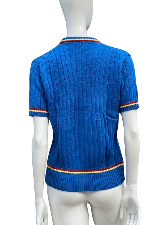 Vintage 60s knit acrylic ribbed mock neck t-shirt… - image 4