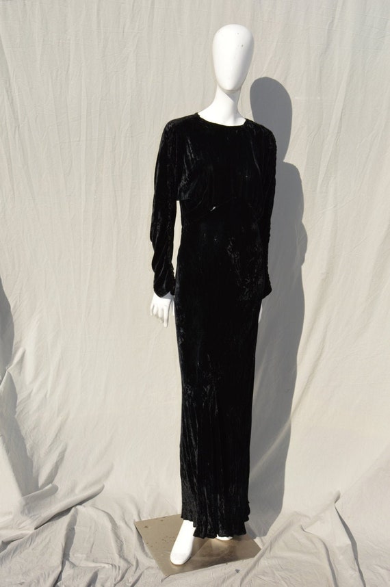 Vintage 30's silk velvet gown ART DECO bias cut la