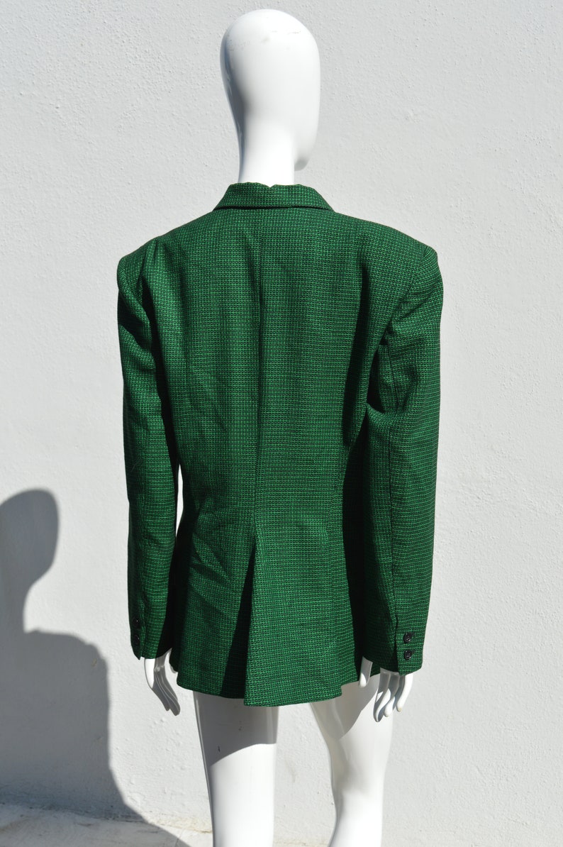 Vintage 80/'s COMPLICE 4 button blazer jacket size 10 designer jacket novelty print wool blend big shoulders by thekaliman
