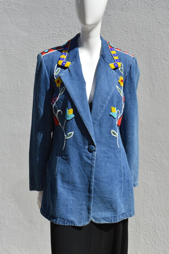 Vintage 80's one of the kind hand embroidered Nat… - image 2