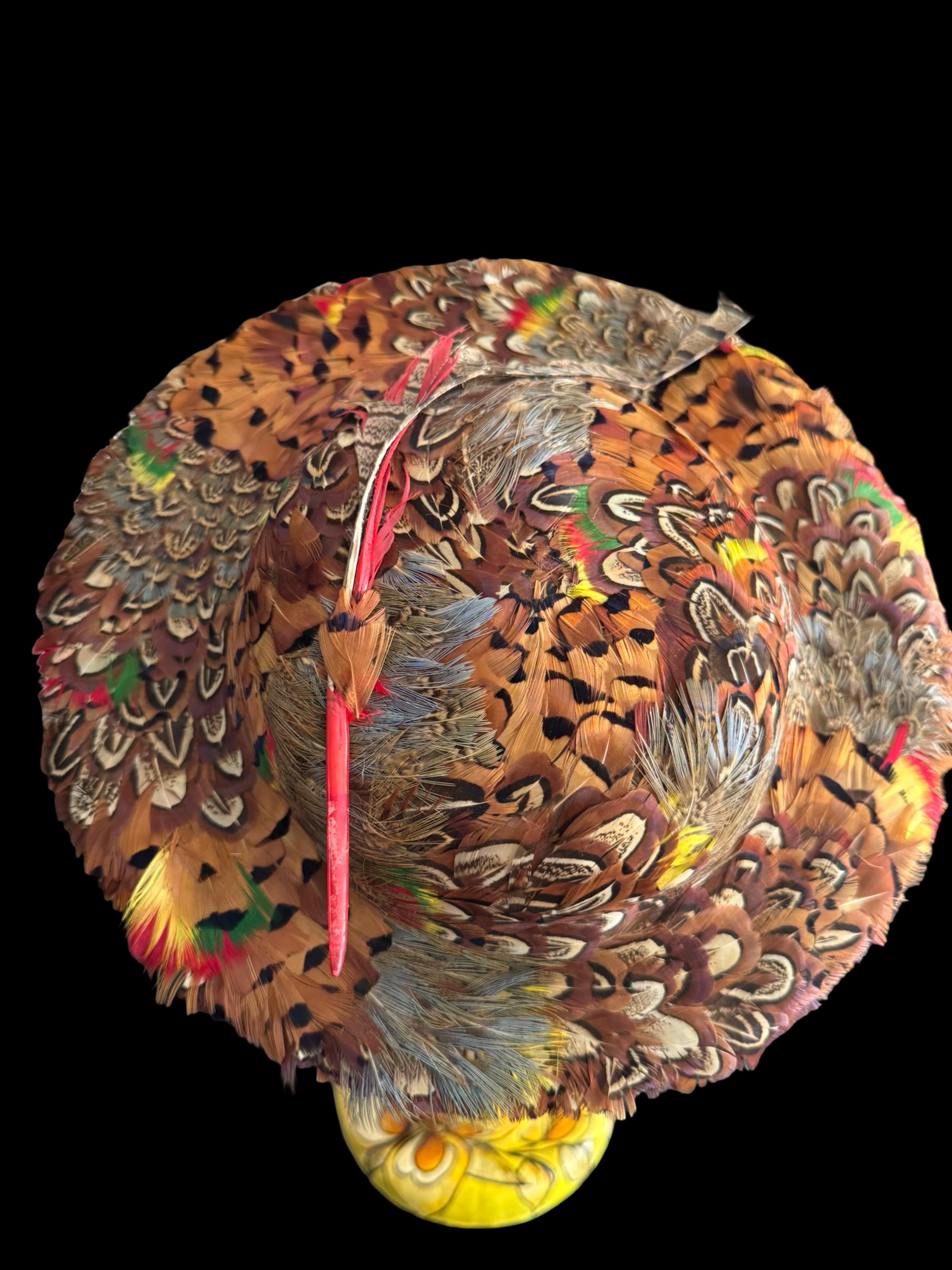 Vintage 1940s pheasant Feathers Multicolor Hat VINTAGE PHEASANT PEACOCK FEATHER HAT STUNNING FORMAL  main image 3