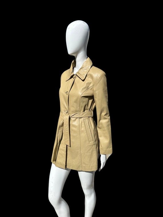 Vintage 70s Leather Trench coat by leather fashio… - image 3