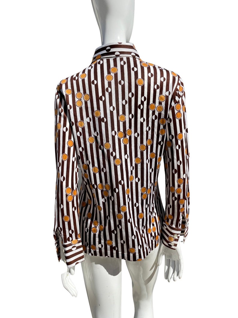 Vintage 70's Op Art KORET of California Polyester Blouse Shirt Fitted ...