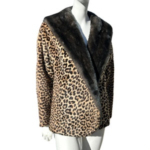 Vintage 60s MOD short cropped faux fur leopard jacket coat SIMBA fabric by Fairmoor size m from the fashion shop Yonkers
