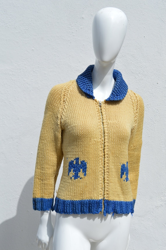 Vintage 40's Hand Knit Sweater Fair Isle Knit Swe… - image 1