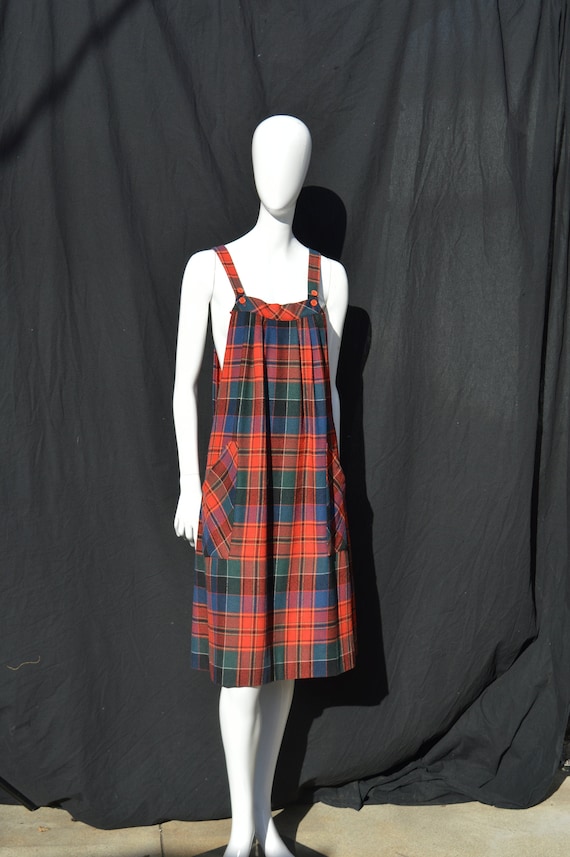 Vintage 70's Ms. CHAUS wool blend checkered APRON 