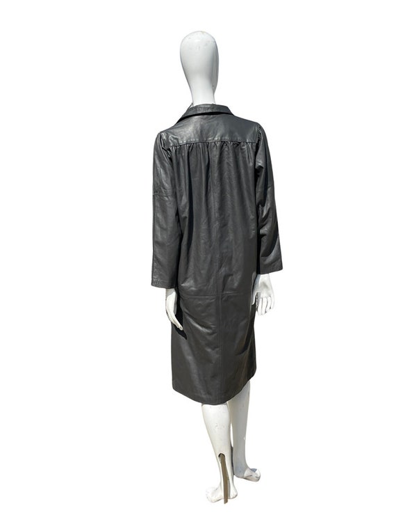 Vintage 80's LEATHER DRESS by Leather Loft dark g… - image 6