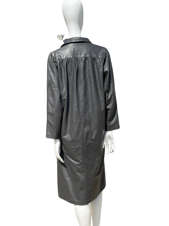 Vintage 80's LEATHER DRESS by Leather Loft dark g… - image 2