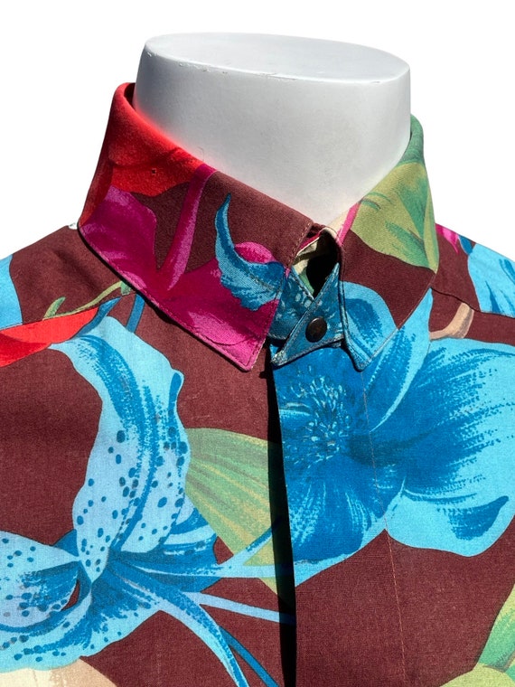 Vintage 80's THIERRY MUGLER Hawaiian shirt floral… - image 3