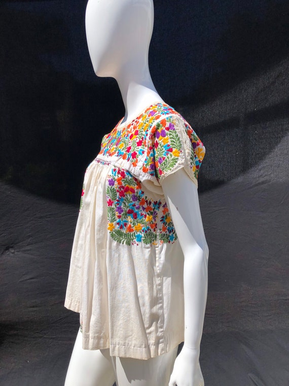 Vintage 60's mexican pheasant blouse hand embroid… - image 7