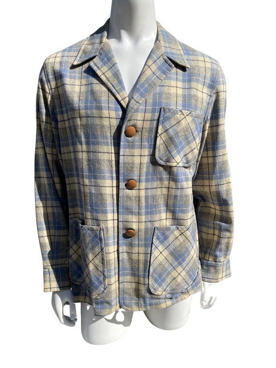 Vintage 40-50's men's Plaid blazer jacket wool li… - image 4