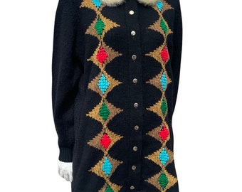 Vintage 60's St Michael Shetland Wool Hand Knitted Sweater Dress