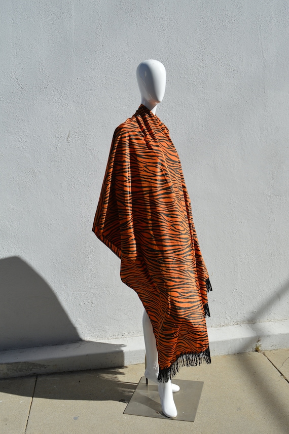 Vintage animal print TIGER scarf LARGE and wide ti