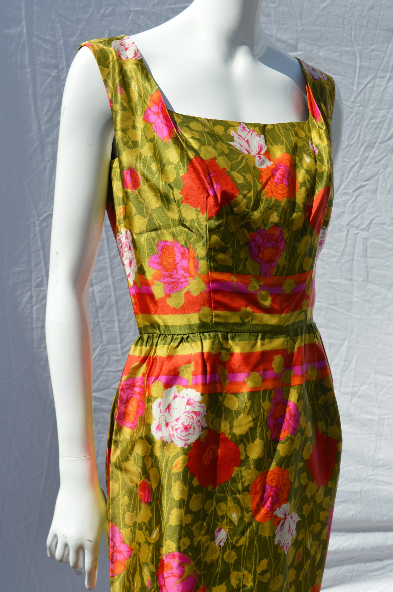 Vintage 60's JEANNETTE ALEXANDER Floral Silky Dress Mad - Etsy