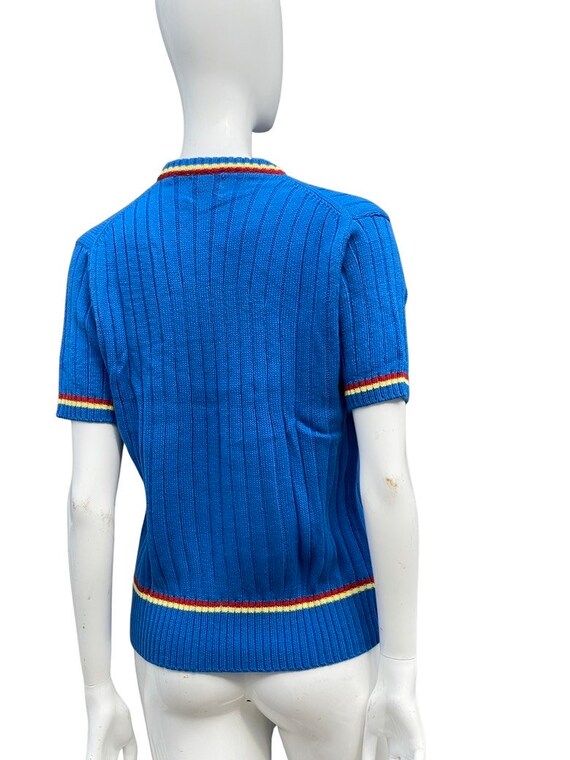 Vintage 60s knit acrylic ribbed mock neck t-shirt… - image 7