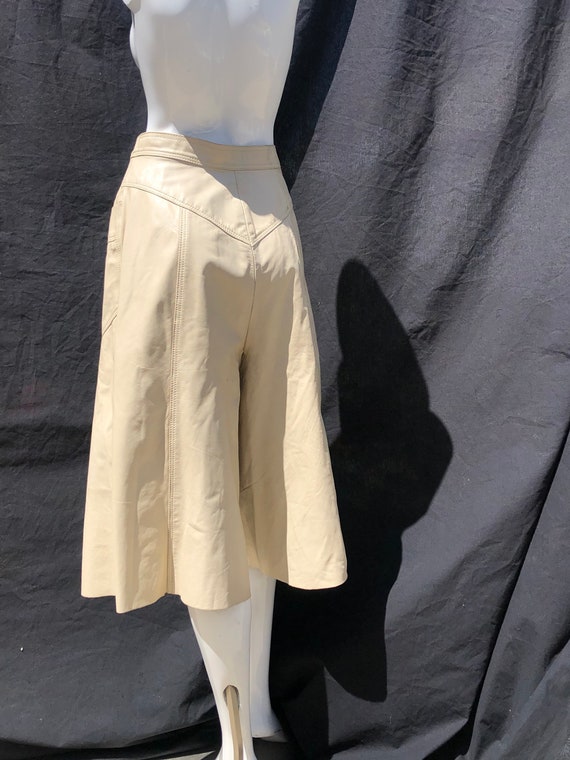 Vintage 70’s long  leather shorts skorts capri wi… - image 7