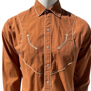 Vintage 70's MADMEN cowboy shirt southwest vaquero men's shirt size M snap buttons