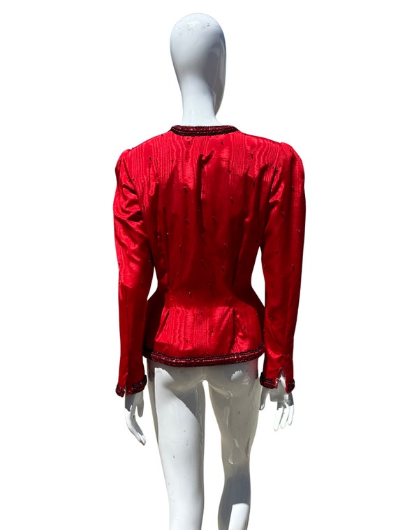 Vintage 70-80s RED couture jacket silk heavy hand… - image 5