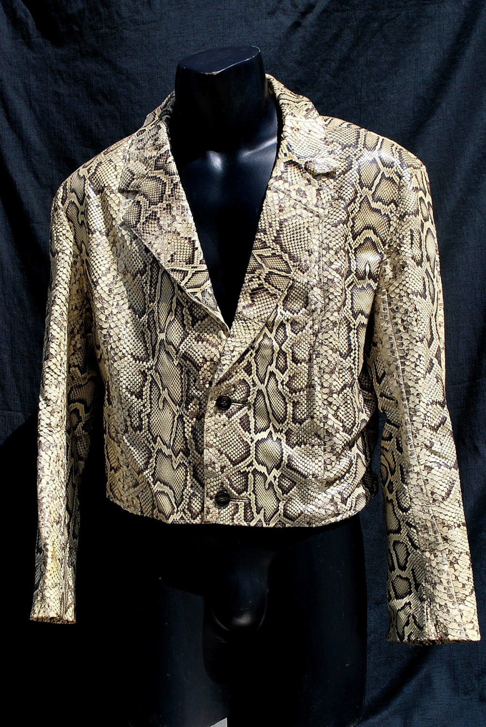 Vintage 70's PYTHON snake skin men's jacket short | Etsy