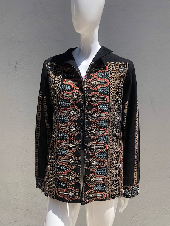 Vintage 40’s hand embroidered wool jacket hand be… - image 1