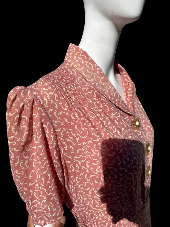 Vintage 30-40s swing rayon sweet heart day dress … - image 6