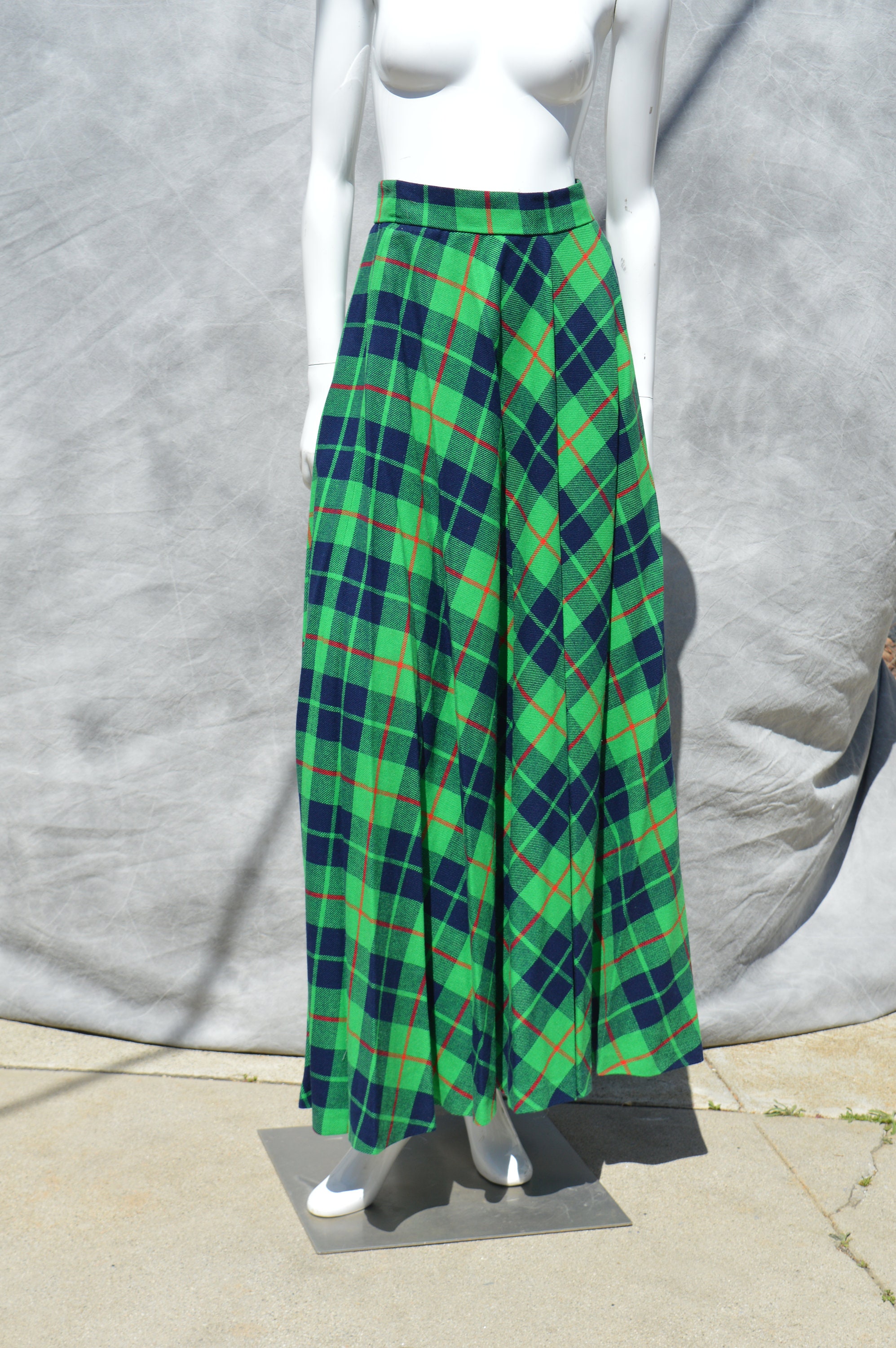 Vintage 70 s Green Plaid Maxi Skirt GOR RAY Made in England Size 6 MINT Scottish Tartan Plaids by Thekaliman Etsy