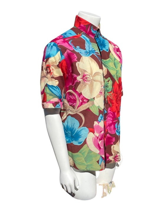 Vintage 80's THIERRY MUGLER Hawaiian shirt floral… - image 4