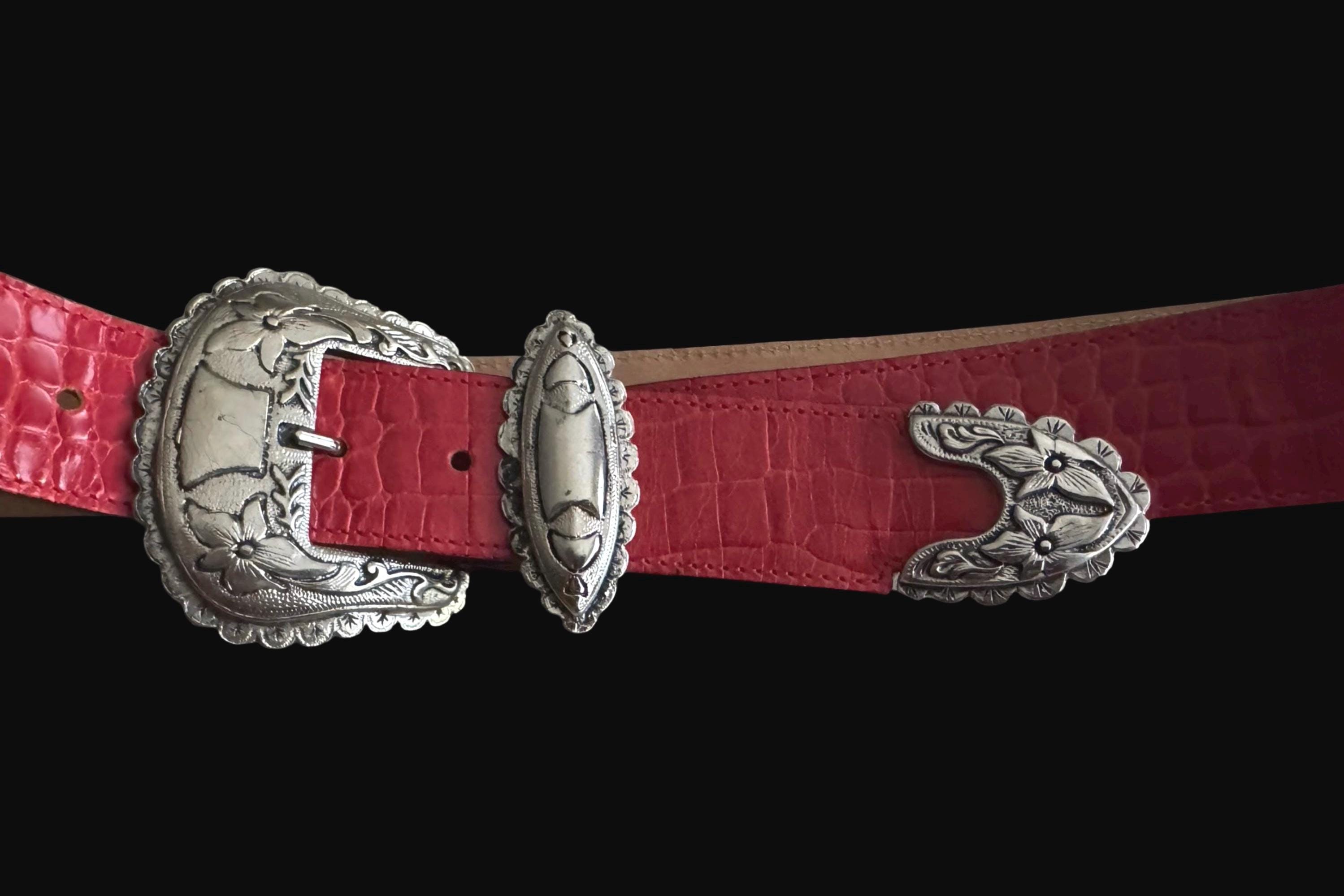 Vintage 90s Streets Ahead RED Western Belt Leather Size L  display picture 1