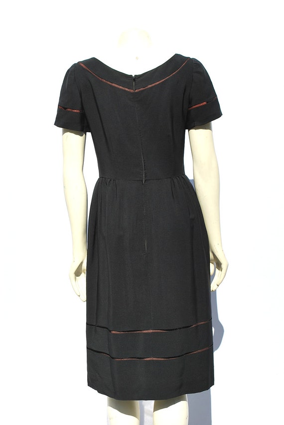 Vintage 50's dress designer LBD silk sM cocktail … - image 4