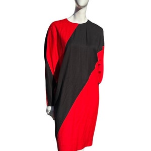Vintage 80s CHETTA B Peter Noviello Sherrie Bloom color block Avant garde linen dress size 4/M