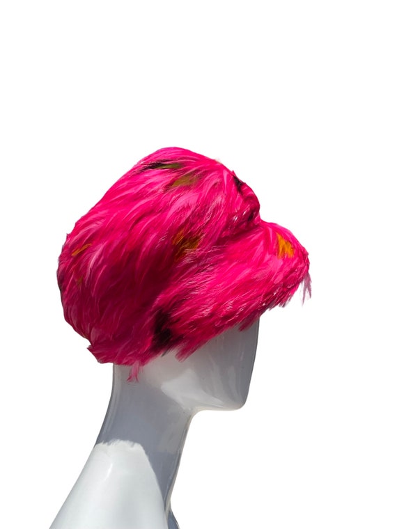 Vintage 60’s PINK MARCHE exclusive feather hat MOD