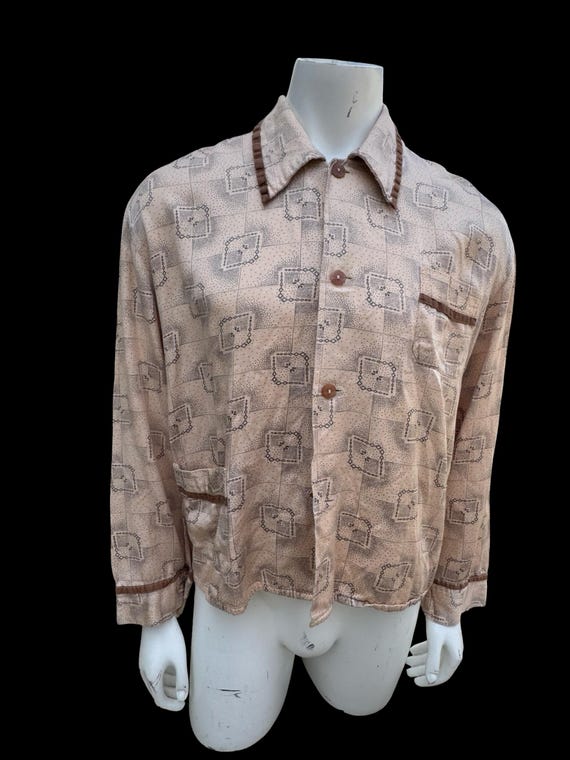 Vintage 40s-50s Rayon Pajama Top: Novelty Print, Size L - Etsy Israel