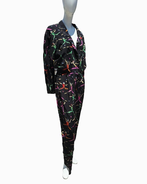 Vintage 80s FENDI 365 Jumpsuit Jumper Silk Size 46 Dancers Pattern Novelty Print Summer Karl Lagerfiel Period Etsy Denmark