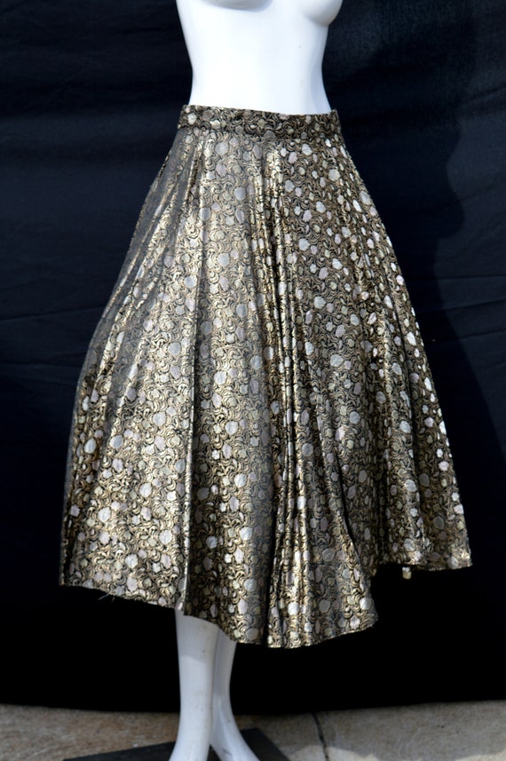 Vintage 50's gold and silver brocade poddle skirt… - image 2