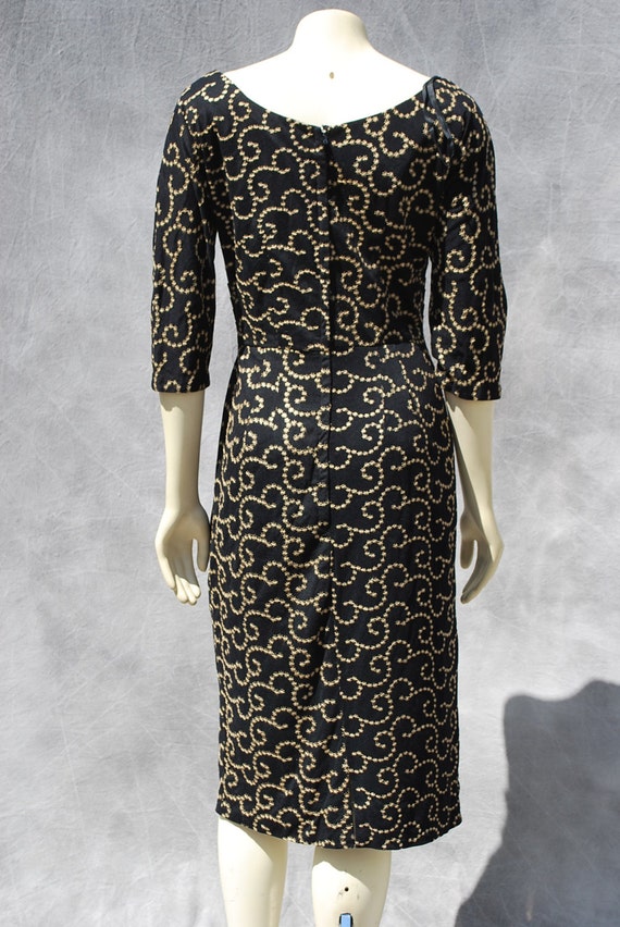 Vintage 60s hand embroidered dress stars swirl pa… - image 2