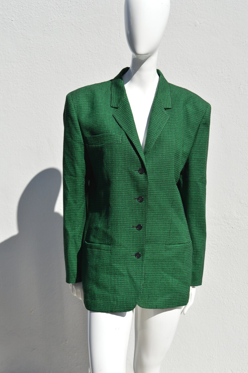 Vintage 80/'s COMPLICE 4 button blazer jacket size 10 designer jacket novelty print wool blend big shoulders by thekaliman