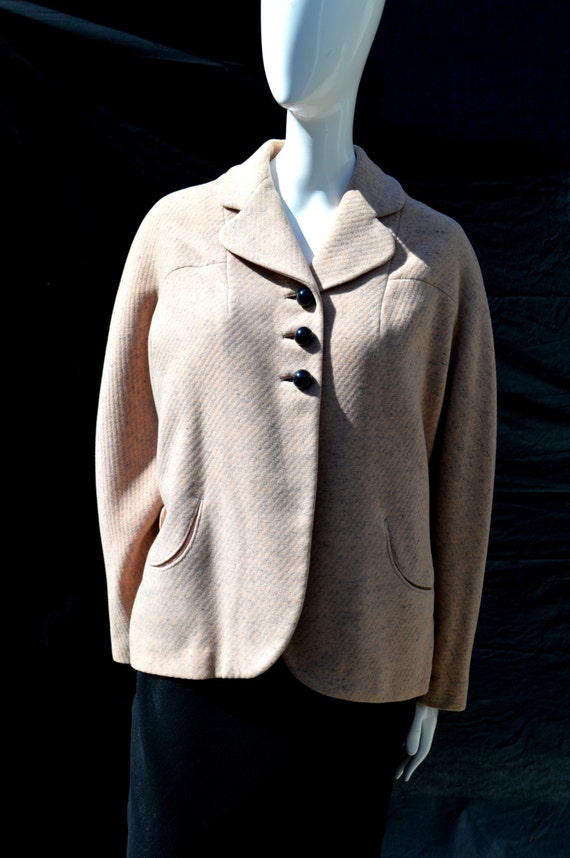 vintage 50's jacket gray shop Oakland wool tweed … - image 1