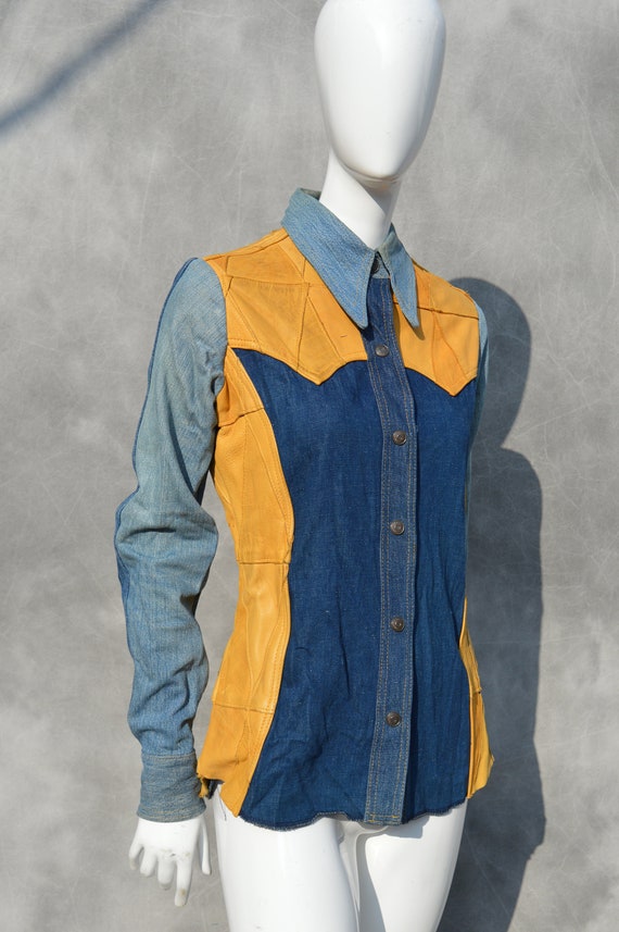 Vintage 70's ANTONIO GUISEPPE patchwork denim and… - image 3