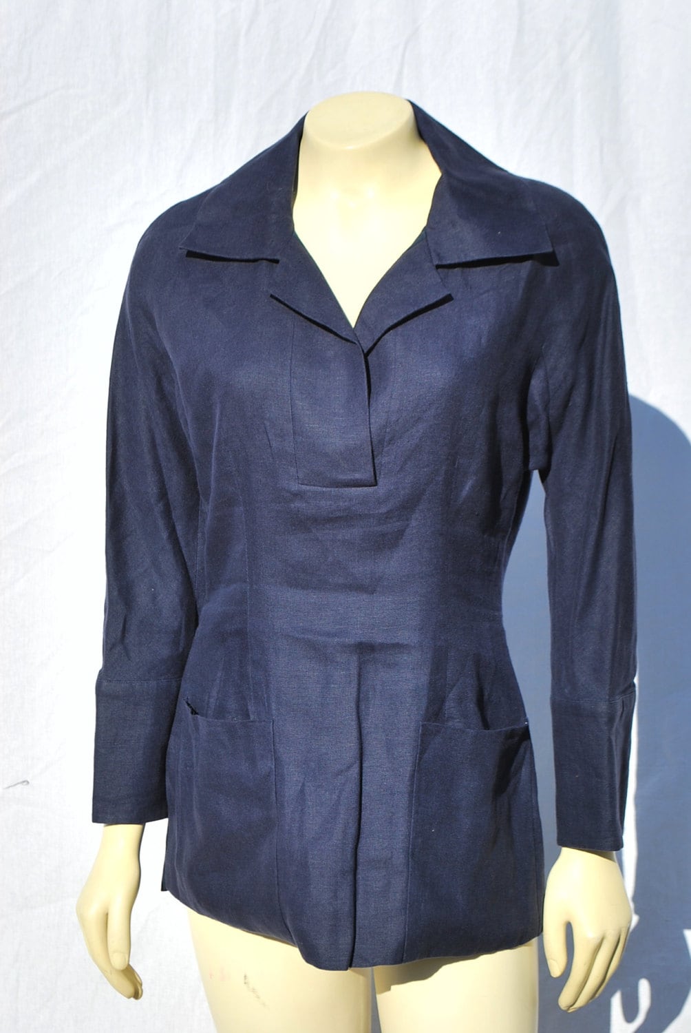 Vintage 80's Richard Tyler linen blouse jacket top tailored size M chic fitted jacket by thekaliman