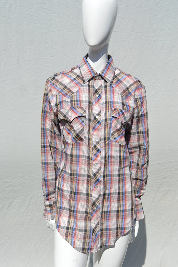 vintage 70s BJ-R  WESTERN shirt men's extra small… - image 4