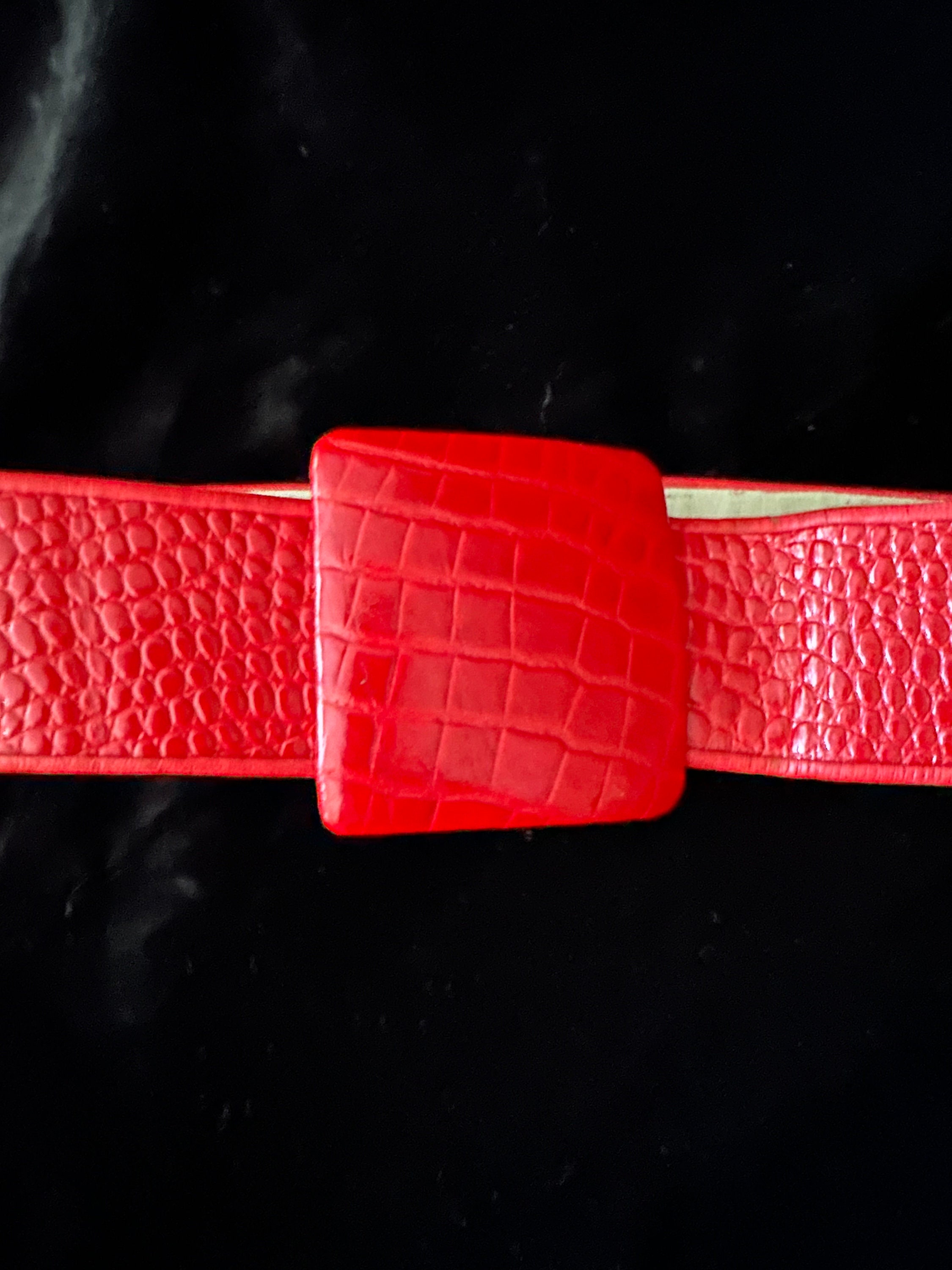 Vintage GALANOS Embossed Leather Snake Skin Patter 60s RED 