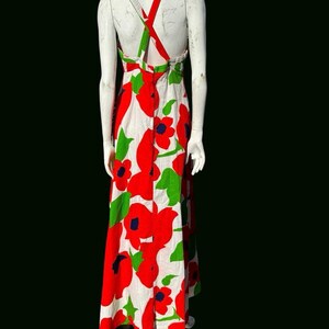Vintage 70s MALIA Honolulu Hawaiian Dress Hostess Maxi Big Red Poppies ...