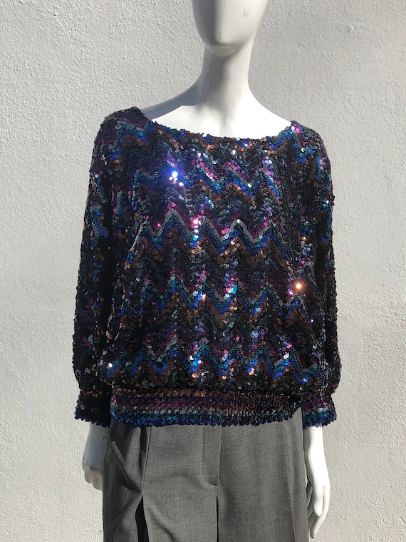 Vintage 70's DISCO sequin blouse top 